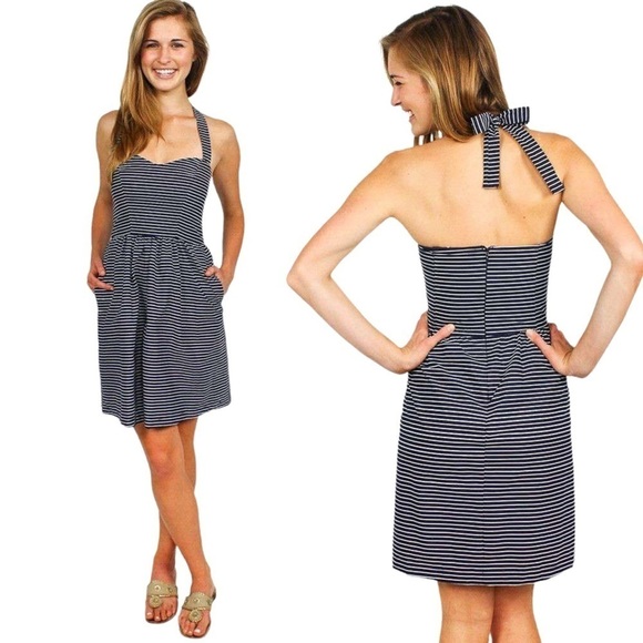 Dayton K. Heather Halter Dress in Collegiate Stripe - Picture 1 of 7